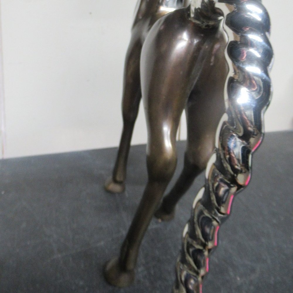 Estate Large Art Deco Bronze and Silver-Overlay Dolby Horse Figurine - Picture 9 of 14